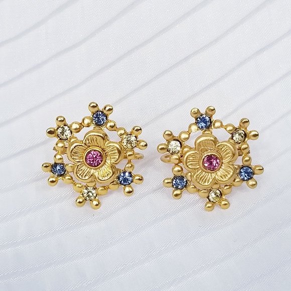 Express Floral Lever Back Pierced Earrings - New - Picture 1 of 6